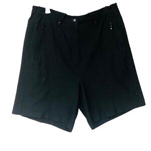 Jaimie Sadock Black Bermuda Shorts Women's 10 Hi Rise Zip Pockets Golf Athleisur